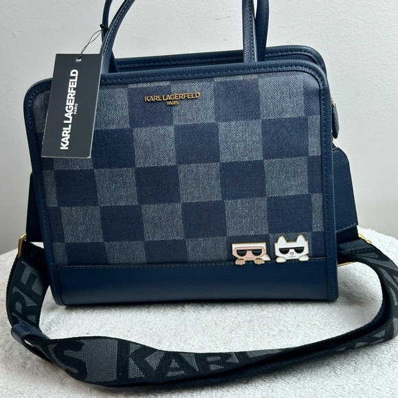 Karl Lagerfeld Blue Crossbody Satchel Bag NWT - Picture 13 of 16